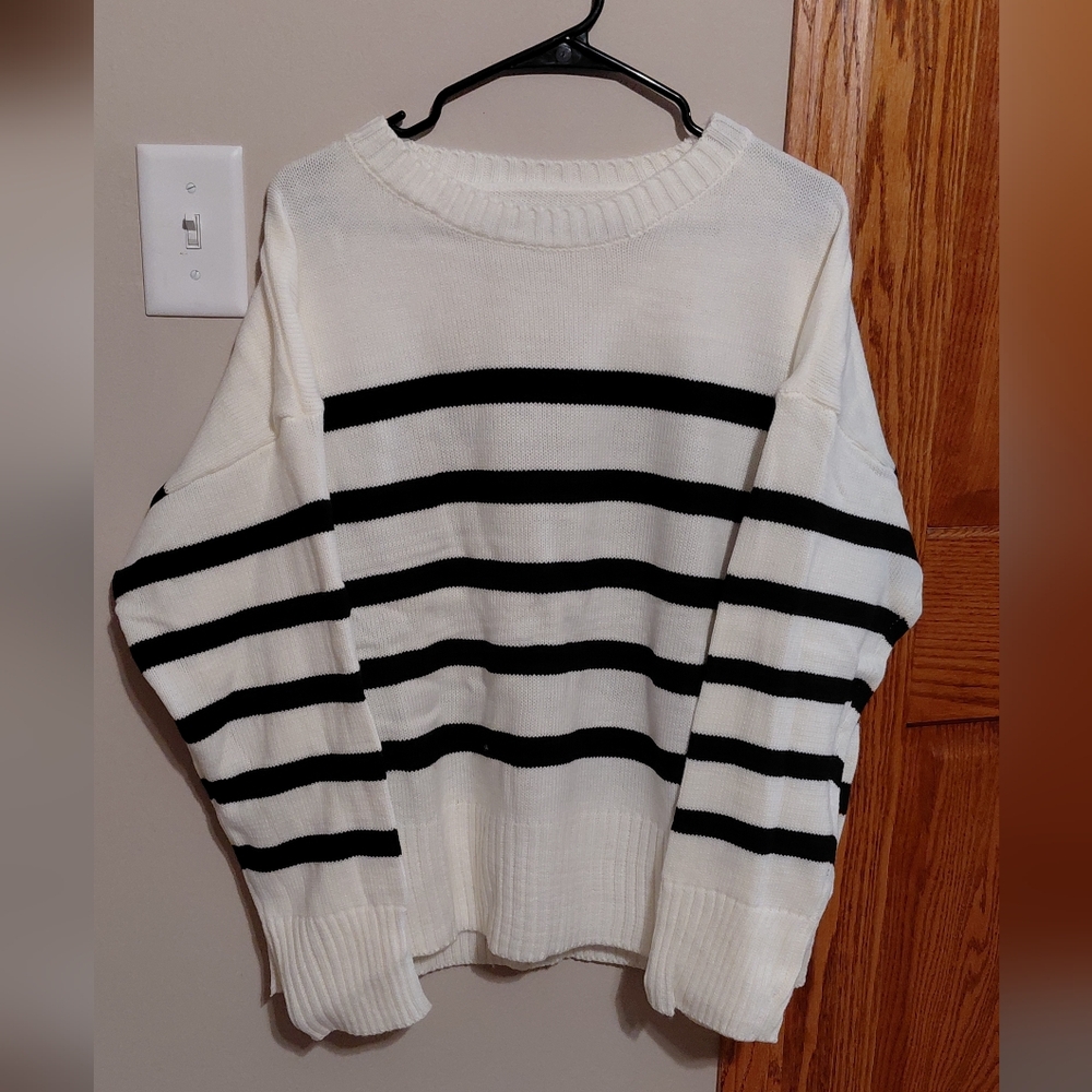 SHEIN Black and White Striped Sweater